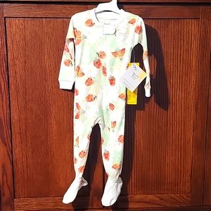 Burts Bees baby girls Miss Lady bug organic cotton footed pajamas